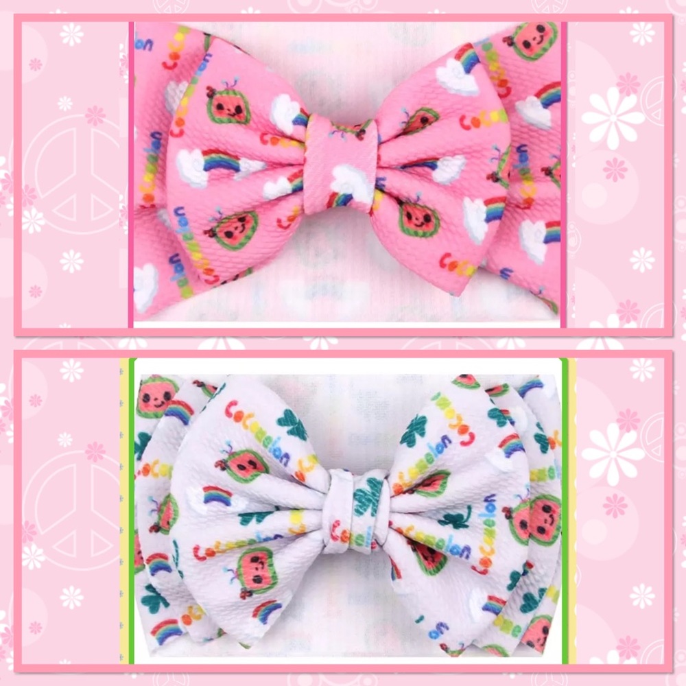 🌸New🌸(2/$10) Cocomelon Pink 5” Bow Head Wrap🌸